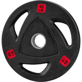 Weight Plates 2-Inch Rubber Coated Olympic Cast Iron Grip Plates Bumper Plates in Pairs or Single for Strength Training, Weightlifting and Bodybuilding