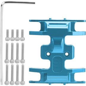 Middle Skid Plate Aluminum Chassis Mount Plate Gearbox Mount Transmission Holder for Axial SCX24 1/24 RC Car(Blue)