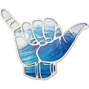 Shaka Wooden Wall Sign Hang Loose Sign Hawaii Aloha Surfer Hand Sign Hand Shape Finger Nursery Room Decor Surf Wall Decor for Home Living Room Kitchen Bathroom Bedroom Decoration