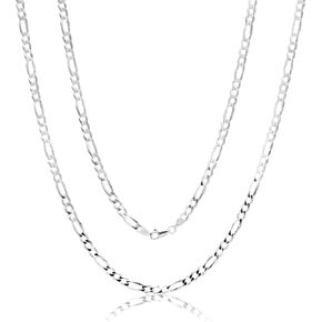 Aka Gioielli - Italian 925 Sterling Silver 5mm Diamond-Cut Figaro Link Chain - Solid Sterling Silver Necklace for Men and Women - Made in Italy