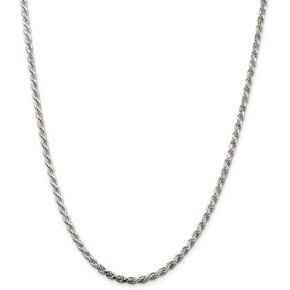 Solid 925 Sterling Silver 3mm Diamond-cut Rope Chain Necklace - with Secure Lobster Lock Clasp