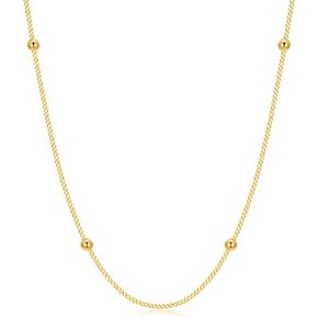 MOLICACI 18K الذهب الصلب حبة محطة قلادة للنساء، 3 مم الذهب الكرة الخرز محطة المختنق قلادة النساء الفتيات مجوهرات هدايا 14 بوصة - 24 بوصة in Saudi Arabia