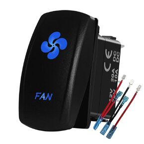 BACAUTOPARTS Blue Led Fan Rocker Switch with Jumper Wires 5P On Off Toggle Switch for The ARB/Carling/NARVA 4x4 Caravan Jeep Tractor Dodge Truck 12V 20Amp