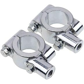 Topxome 1 Pair Universal 8mm/10mm Motorcycle 7/8" Handle Bar Thread Mirror Mount Holder Adapter Aluminum Clamp Mirrors Adapter Silver (8mm)