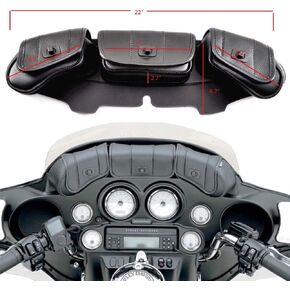 Black Motorcycle Windshield Bag Saddlemen Fairing 3 Pouch Bag Fits For Harley Touring Electra Street Glide Road King 1986-2013
