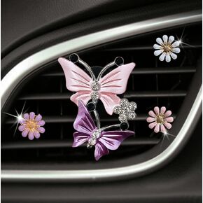 Car Air Fresheners Vent Clips,4 Pcs Cute Sparkly Bling Car Butterfly Diffuser Vent Clip, Car Air Vent Decoration,Car Accessories for Women Girls(pink-1)