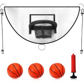 Trampoline Basketball Hoop, Breakaway Rim for Dunking Trampoline Basketball Attachment Goal Trampoline Accessory with Mini Basketballs for Basketball Lovers Kids Adults Indoor Outdoor Use
