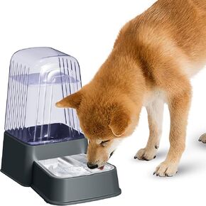 Hipidog Automatic Dog Water Dispenser, Gravity Cat Water Dispenser with Stainless Steel Bowl, 100% BPA-Free, 5L Large Capacity Pet Water Dispenser for Cats Dogs Pets