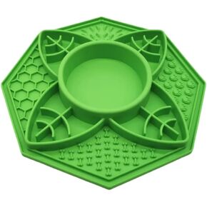 ZONDOVA Octogon Shaped Dog Flower Lick Mat Pet Bowl Lick Mat Slow Eating Dog Bowl Green (Green, Large)