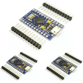 HiLetgo 3pcs Pro Micro Atmega32U4 5V 16MHz Bootloadered IDE Micro USB Pro Micro Development Board Microcontroller Compatible to Arduino Pro Micro Serial Connection with Pin Header