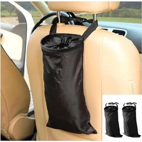GLSOWEE 2PCS Car Trash Bag, Auto Portable Trash Can Universal Hanging Car Garbage Bag, Waterproof Garbage Can with Elastic Opening, Car Organizer Auto Accessories for Car, Home, Outdoor