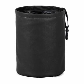 Ottdien Car Trash Can Foldable PU Leather Car Garbage Can Waterproof Portable Multifunctional Car Accessories Interior Trash Bin Hanging for Headrest Black