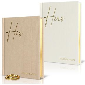 Elegant Linen Wedding Vow Books With Gold Foil Lettering - Perfectly Sized His and Hers Vow Books With Plenty Of Pages To Write Whatever is on Your Heart - A Beautiful Addition For The Wedding Day