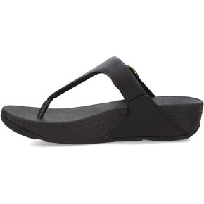 صندل نسائي من FitFlop مصنوع من الجلد بإبزيم كريستالي من Lulu بكعب عريض