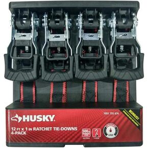 Husky 12 FT x 1 IN Ratchet Tie-Downs 4 Pack by Husky