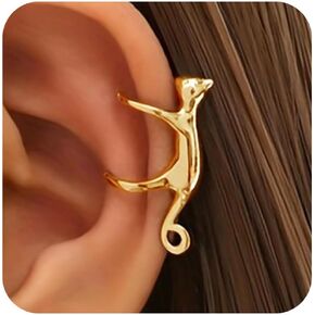 Aneneiceera Vintage Cat Ear Cuff Earrings Silver Cat Helix Cuff Earrings Cute Animal Earcuff Earring Non Pierced Clip on Earrings Cat Earrings Jewelry for Women and Girls