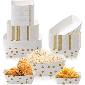 100 قطعة من صواني الطعام الورقية من Sawysine، قوارب طعام مقاومة للدهون للاستعمال مرة واحدة، صواني ورقية متينة منقط لكرنفالات الطعام، والمعارض، والمهرجانات، والنزهات، 3 أحجام 2 رطل 1 رطل 1/4 رطل in Kuwait