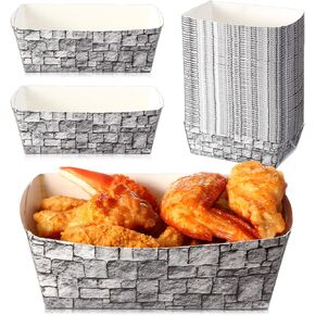 50 قطعة من صواني الطعام الورقية للاستعمال مرة واحدة من Blulu، قوارب الطعام الورقية من حجر الطوب، نمط الطوب، صواني الطعام الورقية، قلعة العصور الوسطى، صينية تقديم القارب لحفلات الهالوين، فارس العصور الوسطى، حفلة عيد ميلاد in Kuwait