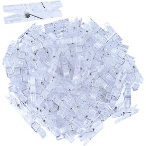 Sunmns 120 Pieces Mini Transparent Plastic Clip Hanging Photo Clips (Clear)