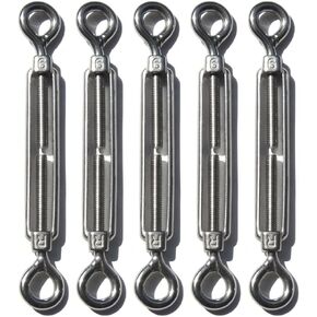 Penta Angel M4/M5/M6 Stainless Steel 304 Double Eye Turnbuckle Wire Rope Tension(M6, 5PCS)