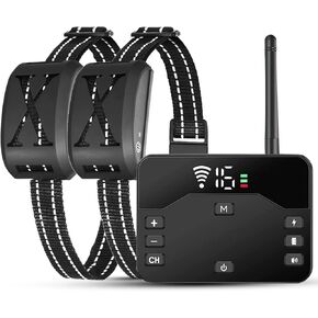 سياج الكلاب اللاسلكي من تيك هوم، سياج كهربائي مطور لعام 2024 للكلاب وطوق التدريب مع جهاز تحكم عن بعد، نظام احتواء حدود الحيوانات الأليفة اللاسلكي 2 في 1، أحجام نطاق قابلة للتعديل، IP65 مقاوم للماء (لكلبين) in Kuwait