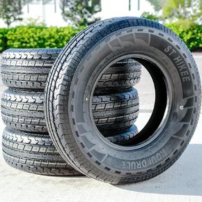 Set of 4 (FOUR) Roundrule ST Hikee Semi Steel Premium Trailer Radial Tires-ST205/75R15 205/75/15 205/75-15 108/103L Load Range E LRE 10-Ply BSW Black Side Wall