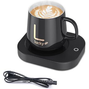 Coffee Warmer with Mug, Hooshion Automatic Shut-Off Desk Coffee Warmer, 2 Temperature Modes Coffee Cup Warmer for Heating Coffee, Drinks, Milk, Tea and Hot Chocolate