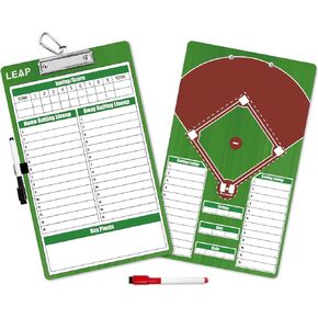LEAP Coach Board Double Sided Design Premium Dry Erase Clipboard with Dry Erase Marker Pen and Pen Holder for Baseball, Basketball, Soccer, Football, Ice Hockey