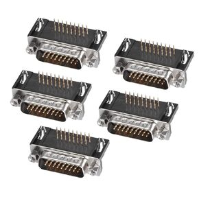 uxcell D-sub Connector Male Plug 26-pin 3-Row Right Angle Port Terminal Breakout for Mechanical Equipment Black Pack of 5