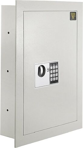 In-Wall Safe - Home or Business Safe with LED Keypad and 2 Manual Override Keys - Protects Cash, Jewelry, Passports, and More by Paragon Safes (Cream) in Saudi Arabia