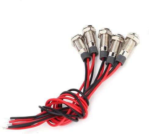 Light, 5 Pcs LED Lamp IP66 6mm LED Water Proof Metal Warning Light with Wire 1NO Red Green Yellow Blue White Concave LED Lamp, Lightfixture (DC12~24V) in Saudi Arabia