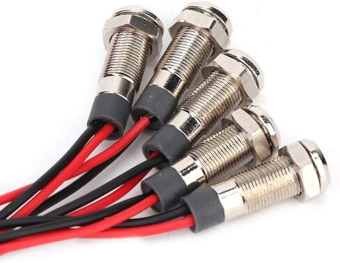 Light, 5 Pcs LED Lamp IP66 6mm LED Water Proof Metal Warning Light with Wire 1NO Red Green Yellow Blue White Concave LED Lamp, Lightfixture (DC12~24V) in Saudi Arabia