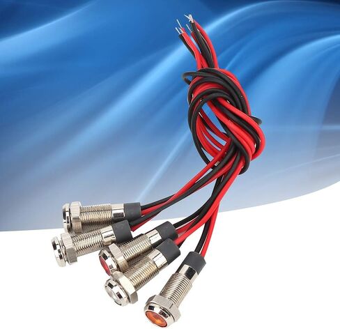 Light, 5 Pcs LED Lamp IP66 6mm LED Water Proof Metal Warning Light with Wire 1NO Red Green Yellow Blue White Concave LED Lamp, Lightfixture (DC12~24V) in Saudi Arabia
