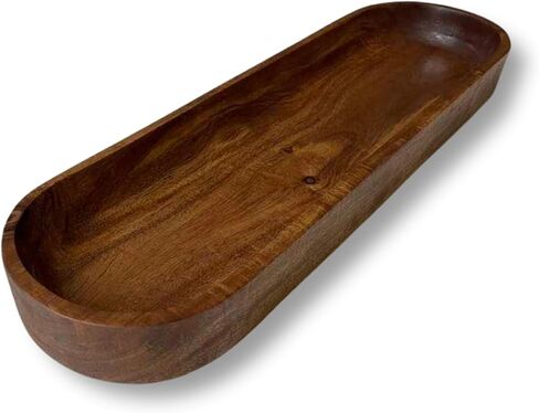 Wooden Dough Bowl for Home Decor - 17.3 inch Acacia Wood - Centerpiece Wood Bowls for Dining Room Table, Living Room, Bedroom and Kitchen Countertop - Walnut in Saudi Arabia