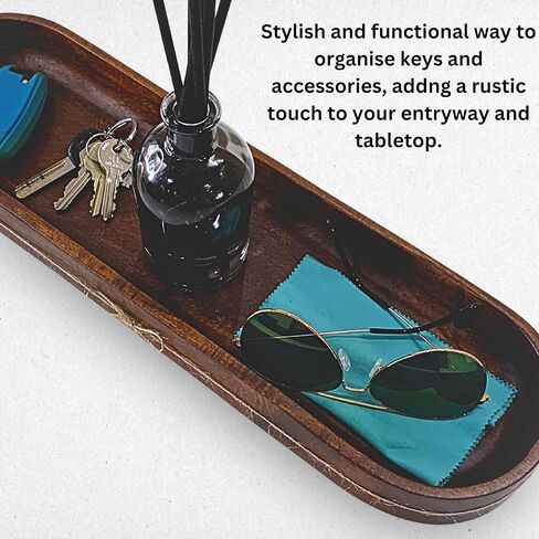 Wooden Dough Bowl for Home Decor - 17.3 inch Acacia Wood - Centerpiece Wood Bowls for Dining Room Table, Living Room, Bedroom and Kitchen Countertop - Walnut in Saudi Arabia