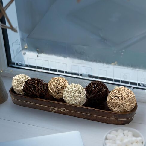 Wooden Dough Bowl for Home Decor - 17.3 inch Acacia Wood - Centerpiece Wood Bowls for Dining Room Table, Living Room, Bedroom and Kitchen Countertop - Walnut in Saudi Arabia