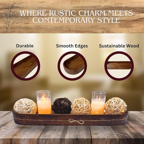 Wooden Dough Bowl for Home Decor - 17.3 inch Acacia Wood - Centerpiece Wood Bowls for Dining Room Table, Living Room, Bedroom and Kitchen Countertop - Walnut in Saudi Arabia