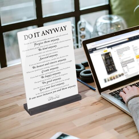 Large Table Decor Do It Anyway - Mother Teresa Quotes - Inspirational Desk Decor for Office Women, Motivational Gifts for Graduates, Therapist Office Decor in Kuwait