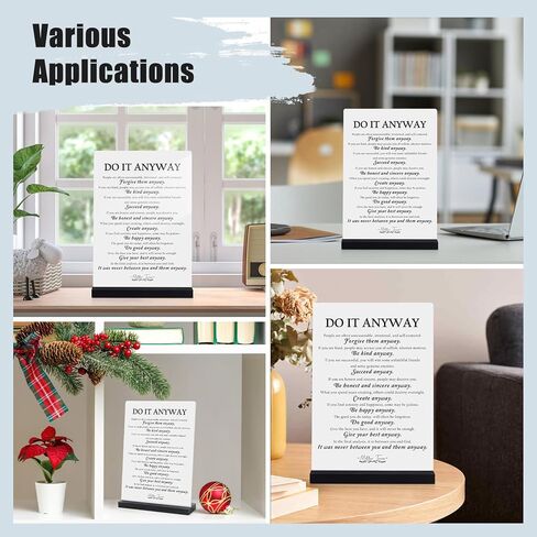 Large Table Decor Do It Anyway - Mother Teresa Quotes - Inspirational Desk Decor for Office Women, Motivational Gifts for Graduates, Therapist Office Decor in Kuwait