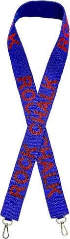 Lashicorn Beaded Purse Strap Kansas College Game Day Red & Blue Clear Handbag Replacement Strap Stadium Football University 49 x 1.75" Gold Hardware Clips in Saudi Arabia