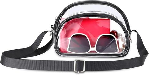 حقائب صغيرة شفافة معتمدة من Higuyst Mini Clear Purse Stadium، حقائب صغيرة شفافة للمناسبات الرياضية لمهرجانات الحفلات الموسيقية - أسود نصف دائري in Saudi Arabia