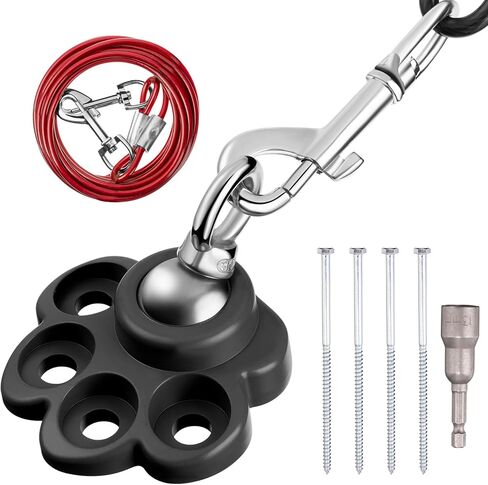 Shinylin 360° Swivel Dog Tie Out Cable and Stake Stainless Steel Heavy Dog Stake 1200 Lbs of Pull Force, Rust Proof No Tangle Holds for Yard Outdoor Camping, Contains Screws (Red) in Saudi Arabia