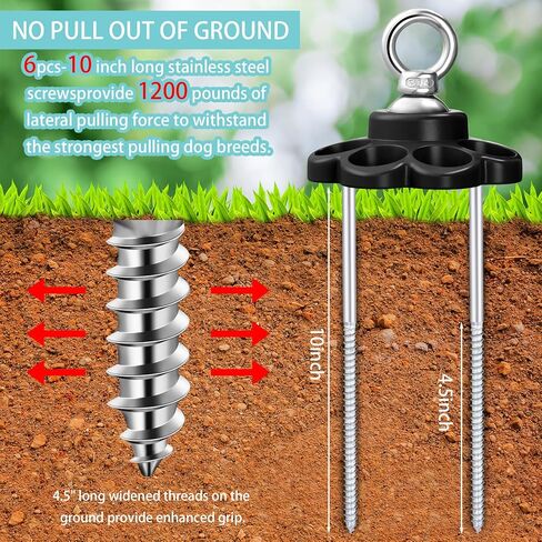 Shinylin 360° Swivel Dog Tie Out Cable and Stake Stainless Steel Heavy Dog Stake 1200 Lbs of Pull Force, Rust Proof No Tangle Holds for Yard Outdoor Camping, Contains Screws (Red) in Saudi Arabia