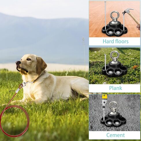 Shinylin 360° Swivel Dog Tie Out Cable and Stake Stainless Steel Heavy Dog Stake 1200 Lbs of Pull Force, Rust Proof No Tangle Holds for Yard Outdoor Camping, Contains Screws (Red) in Saudi Arabia