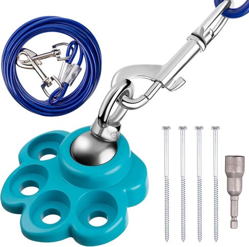 Shinylin 360° Swivel Dog Tie Out Cable and Stake Stainless Steel Heavy Dog Stake 1200 Lbs of Pull Force, Rust Proof No Tangle Holds for Yard Outdoor Camping, Contains Screws (Red) in Saudi Arabia