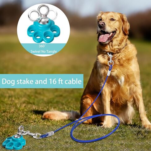 Shinylin 360° Swivel Dog Tie Out Cable and Stake Stainless Steel Heavy Dog Stake 1200 Lbs of Pull Force, Rust Proof No Tangle Holds for Yard Outdoor Camping, Contains Screws (Red) in Saudi Arabia