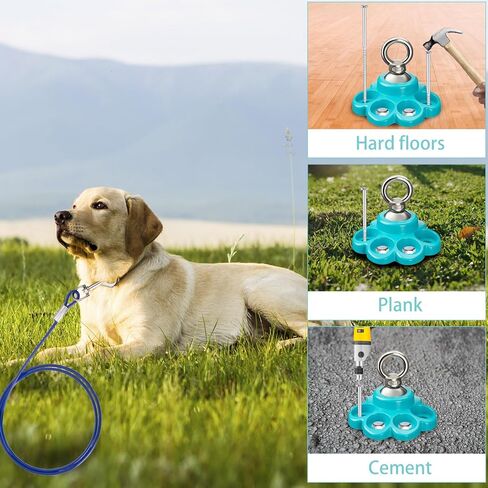 Shinylin 360° Swivel Dog Tie Out Cable and Stake Stainless Steel Heavy Dog Stake 1200 Lbs of Pull Force, Rust Proof No Tangle Holds for Yard Outdoor Camping, Contains Screws (Red) in Saudi Arabia