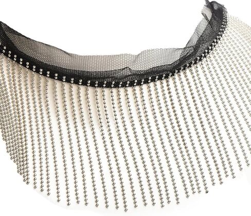Cymtoo 1 Yard Alloy Fringe Trim Sewing Beaded Lace Ribbon Tassel Chain for Clothing Accessories and DIY Craft Decoration (Silver) in Saudi Arabia