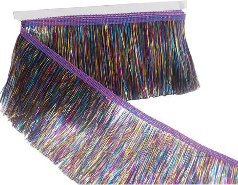 KUYLENT 6.5 Yard 4 Inches Tinsel Fringe Trim Lace Shiny Tinsel Tassel Fringe Trimming for Dance Costume Dress Stage Clothes Party Decor DIY (Multicolour) in Saudi Arabia