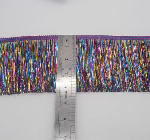 KUYLENT 6.5 Yard 4 Inches Tinsel Fringe Trim Lace Shiny Tinsel Tassel Fringe Trimming for Dance Costume Dress Stage Clothes Party Decor DIY (Multicolour) in Saudi Arabia